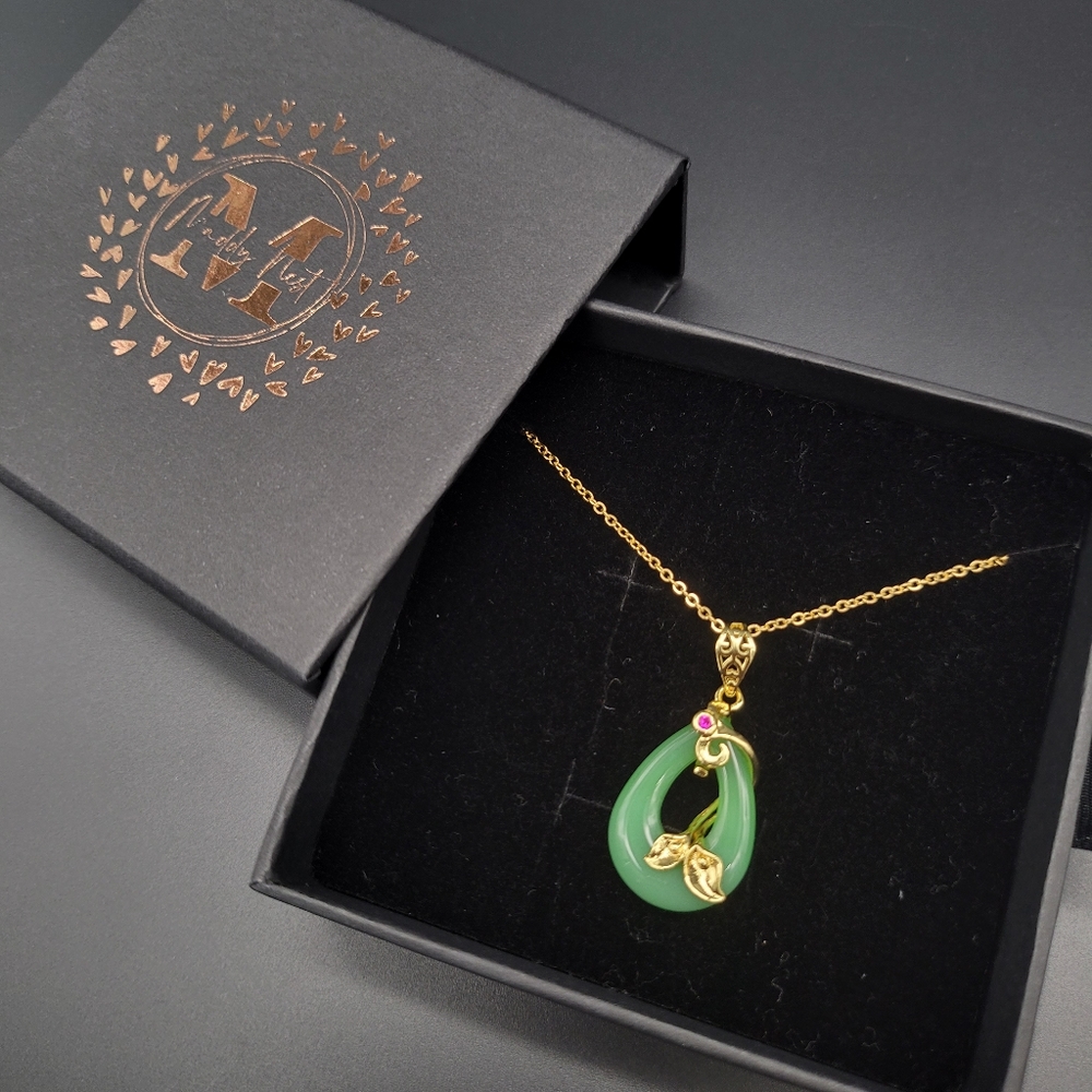 Natural Jade Oval Cat Eye Pendant